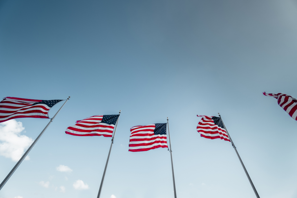 American flags on flag poles