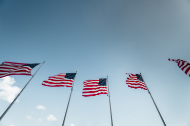 American flags on flag poles